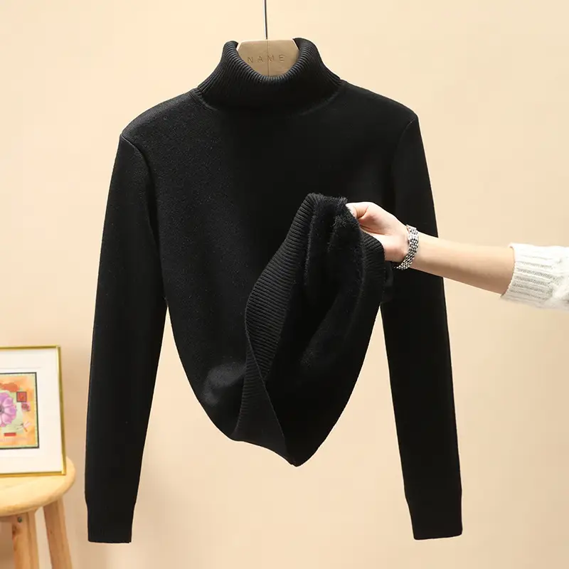 Women Velvet Half Turtleneck Sweater Winter 2025 - Image 14