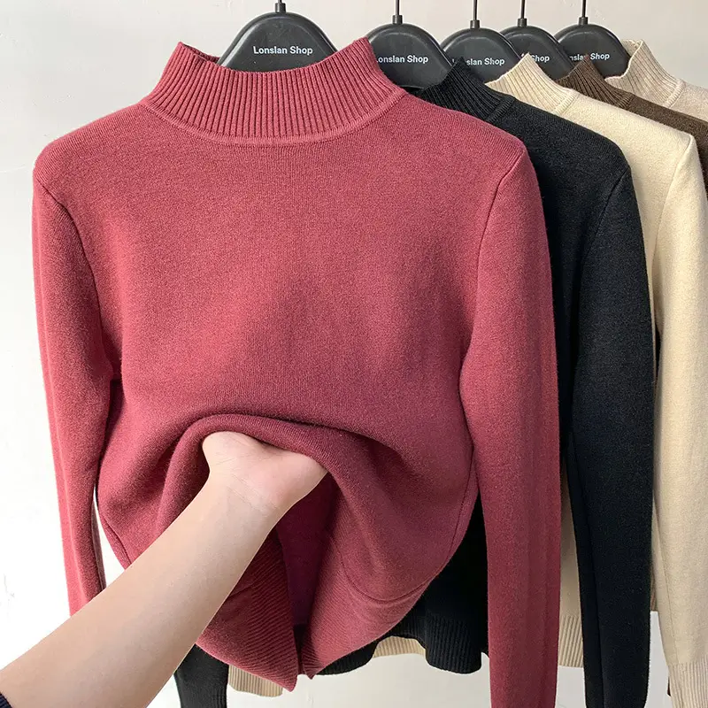 Women Velvet Half Turtleneck Sweater Winter 2025 - Image 6