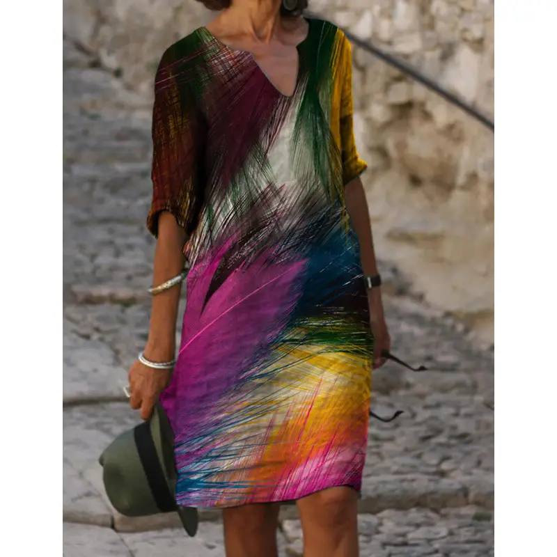 2021 Printed Loose Bamboo Fiber Women's Kurta - Image 8