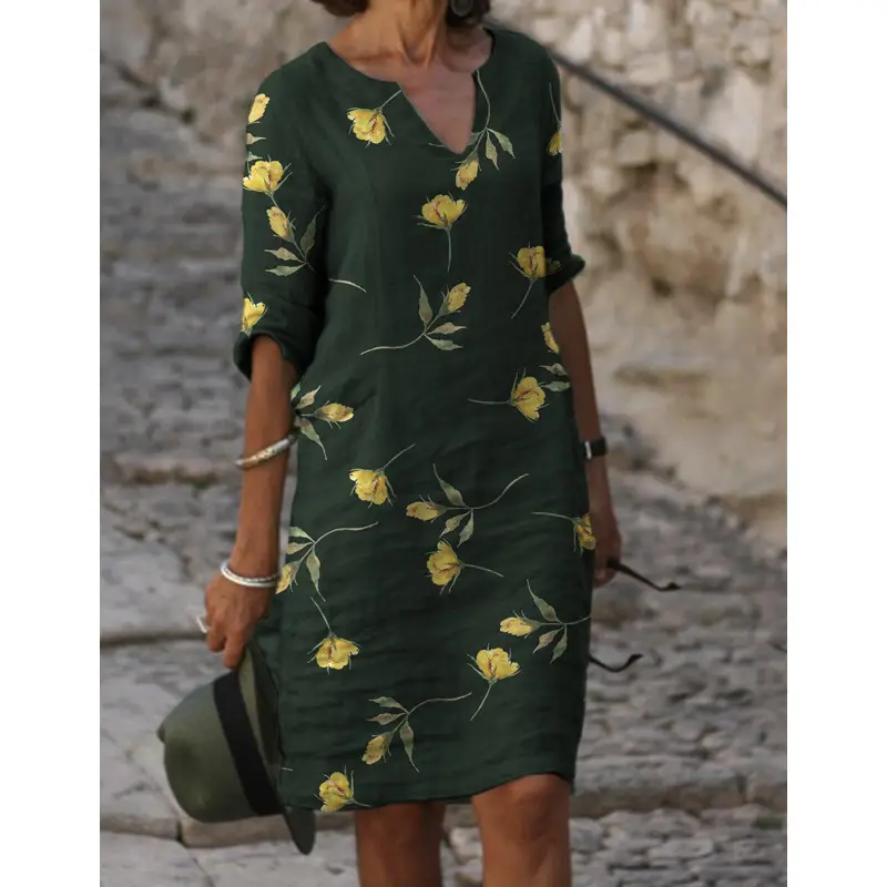 2021 Printed Loose Bamboo Fiber Women's Kurta - Image 2