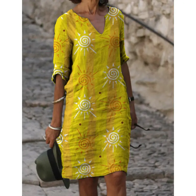 2021 Printed Loose Bamboo Fiber Women's Kurta - Image 3
