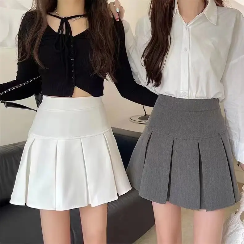 Black Pleated High Waist Slimming Skirt Women - Image 4