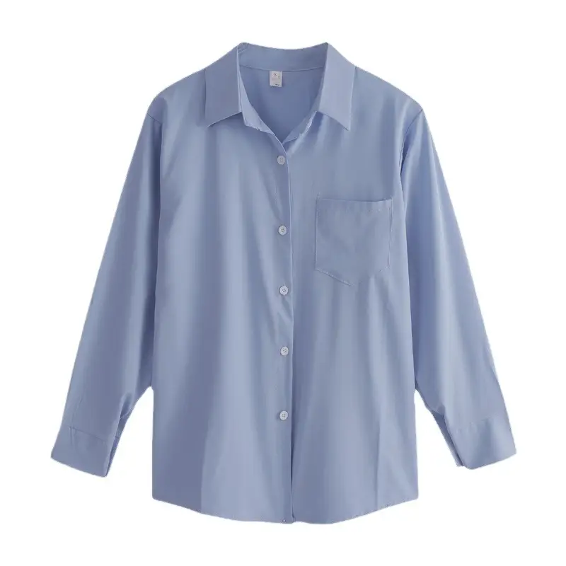 Women's Lazy Style Light Blue Shirt Jacket Long Sleeve Summer Wear - Image 13