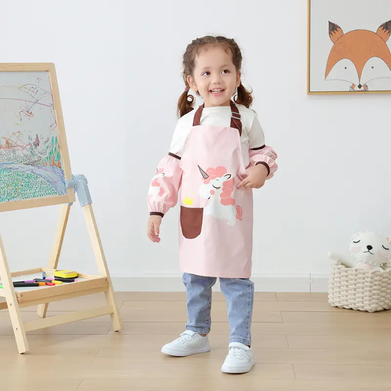 Kids Waterproof Painting Apron Blue 2-4Yrs