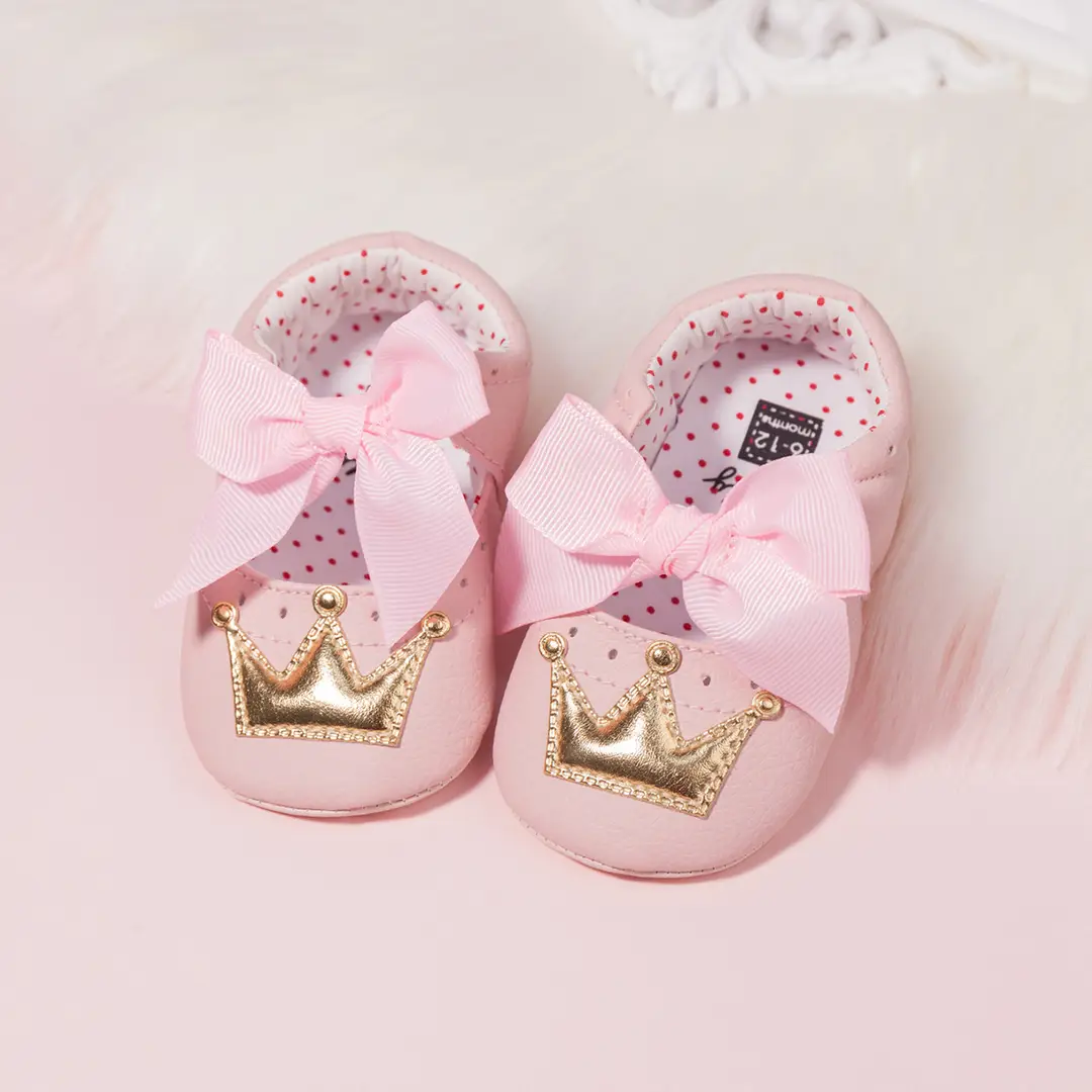 Cross-Border New Style Pink Princess Bow Non-Slip Soft Bottom Baby Shoes Toddler Shoes Baby Shoes