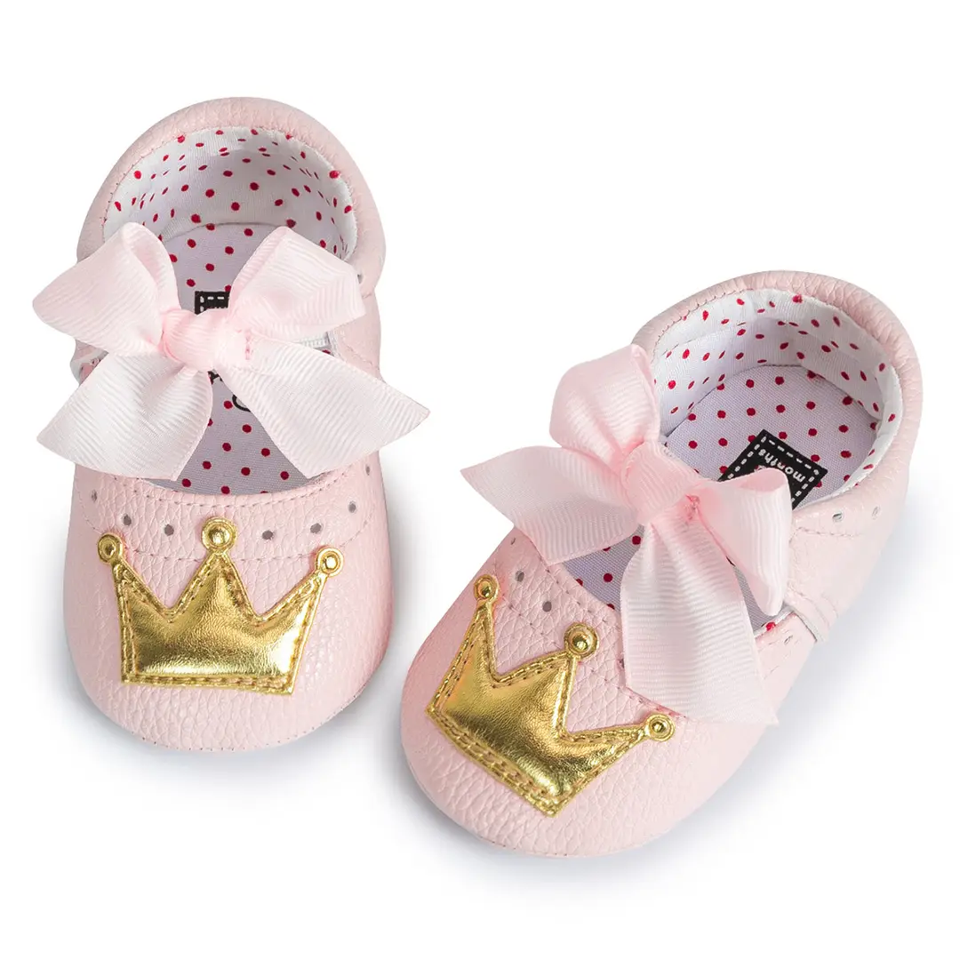Cross-Border New Style Pink Princess Bow Non-Slip Soft Bottom Baby Shoes Toddler Shoes Baby Shoes