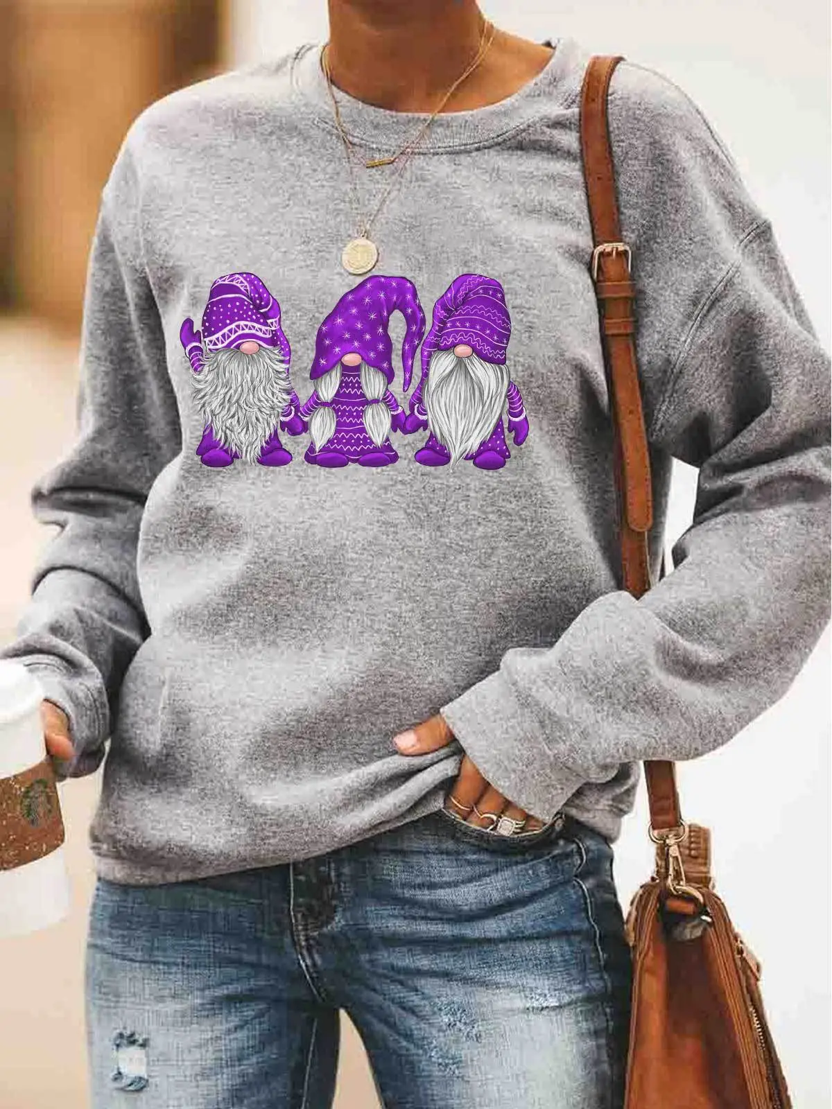 2024 Women's Christmas Sweatshirt Santa Claus Print Long Sleeve - Image 34