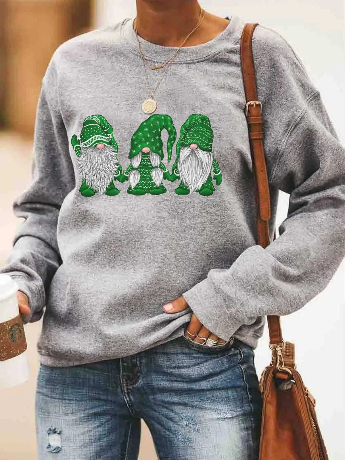2024 Women's Christmas Sweatshirt Santa Claus Print Long Sleeve - Image 35