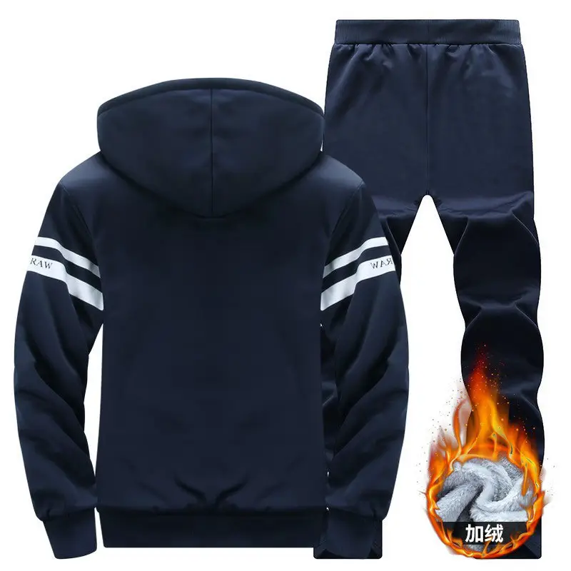 Men's Black Fleece Hooded Sweatshirt Set Large - Image 5