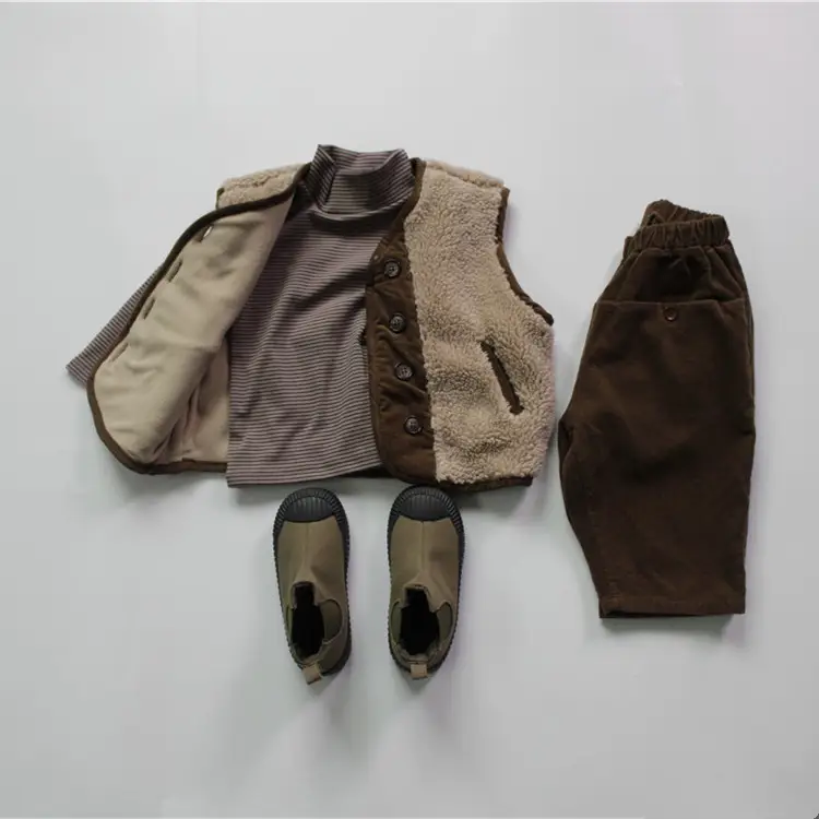 New Kids Cotton Fleece Lined Shorts Brown Beige - Image 5