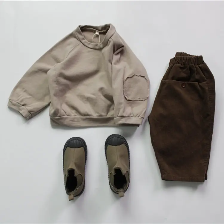 New Kids Cotton Fleece Lined Shorts Brown Beige — feature 9