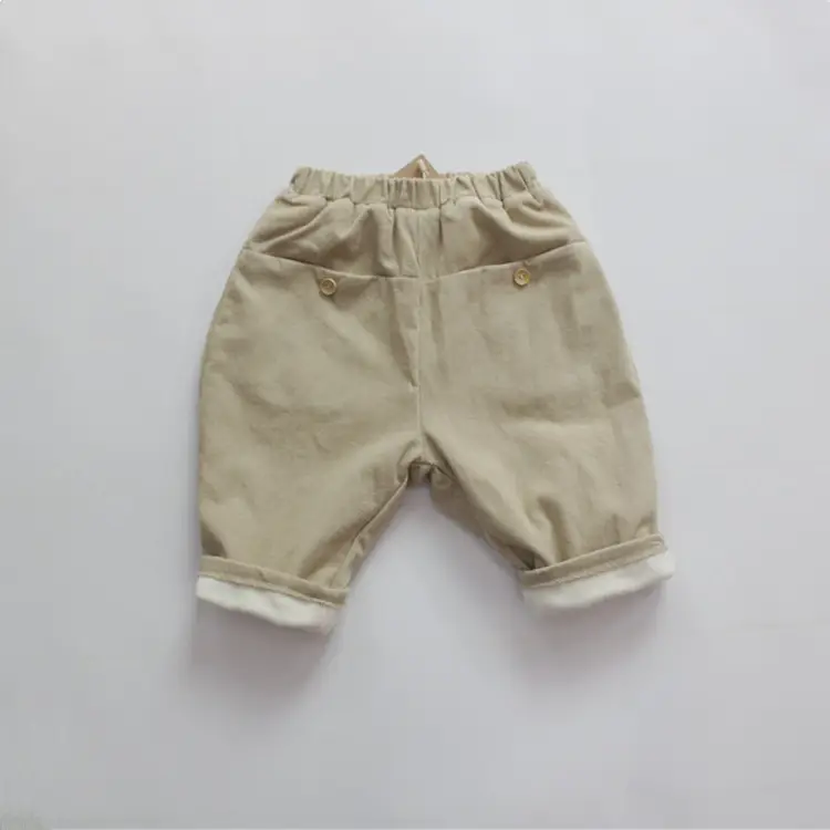 New Kids Cotton Fleece Lined Shorts Brown Beige - Image 2