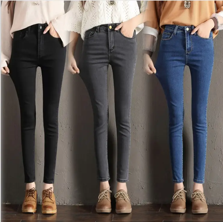 Women Skinny Jeans Slim Fit Blue High Waist — feature 1