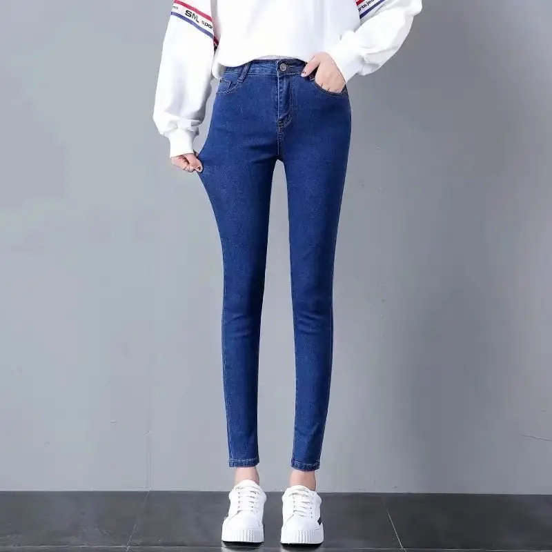Women Skinny Jeans Slim Fit Blue High Waist - Image 2