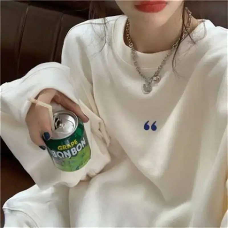 Women's White Oversized Sweater with Quote Print - Image 5