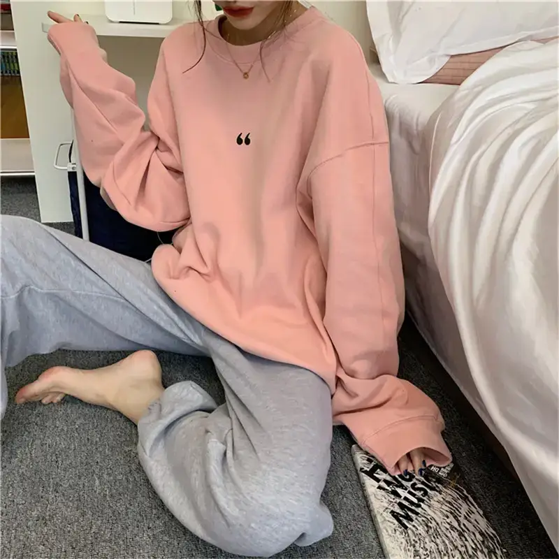 Women's White Oversized Sweater with Quote Print — feature 11