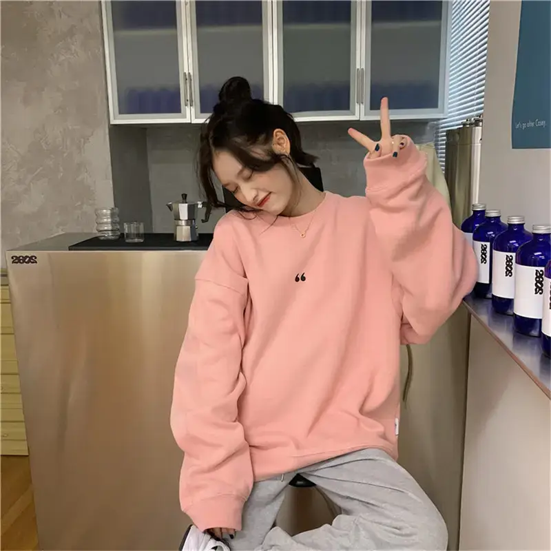 Women's White Oversized Sweater with Quote Print — feature 12