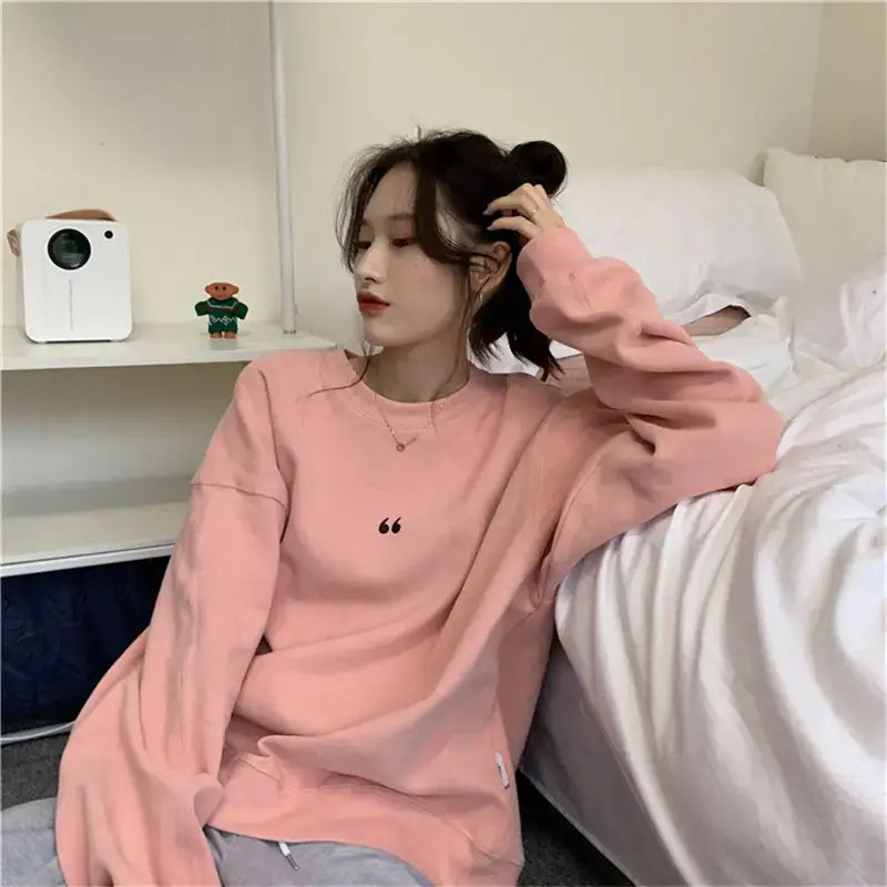 Women's White Oversized Sweater with Quote Print — feature 14
