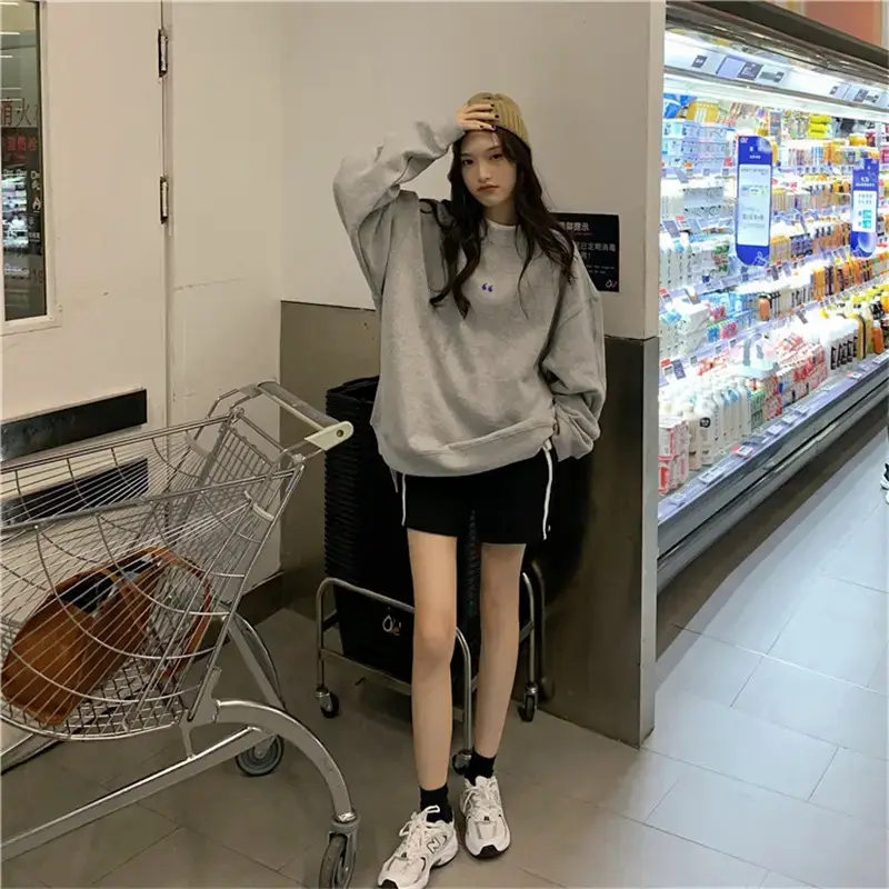 Women's White Oversized Sweater with Quote Print — feature 28