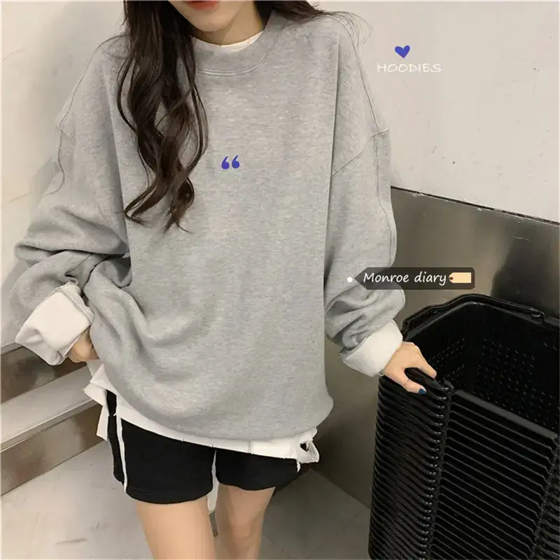 Women's White Oversized Sweater with Quote Print — feature 29