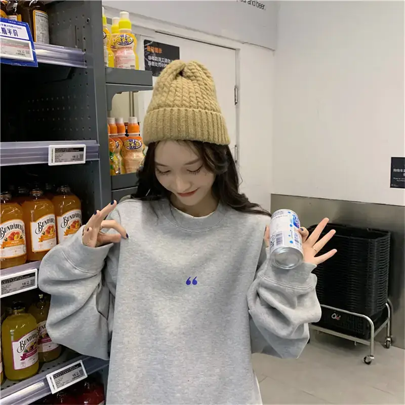 Women's White Oversized Sweater with Quote Print — feature 30