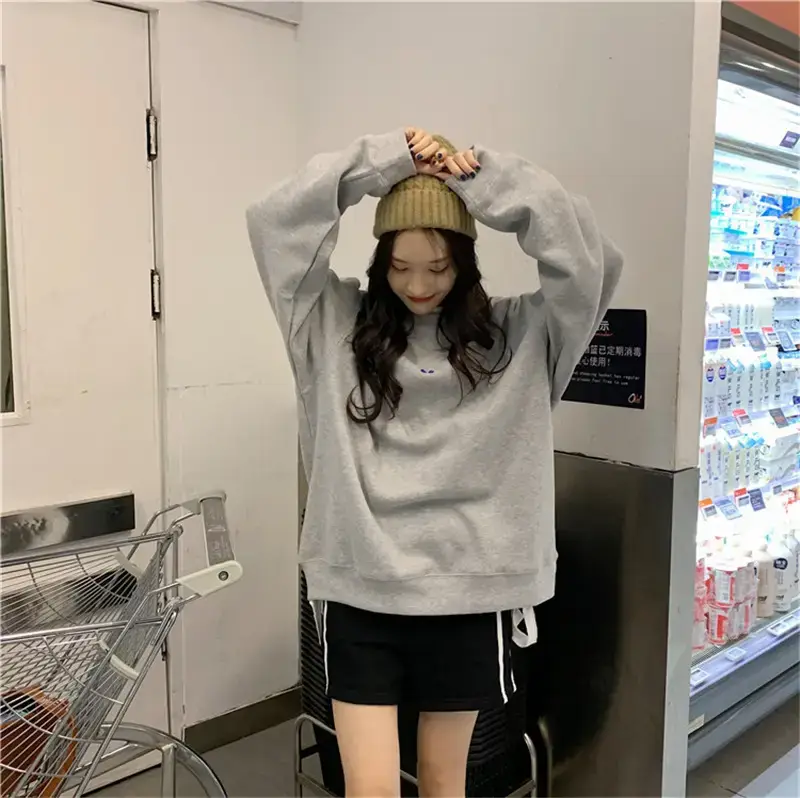 Women's White Oversized Sweater with Quote Print — feature 33