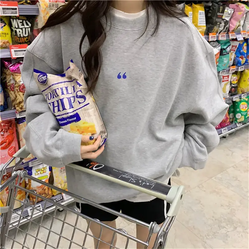 Women's White Oversized Sweater with Quote Print — feature 39