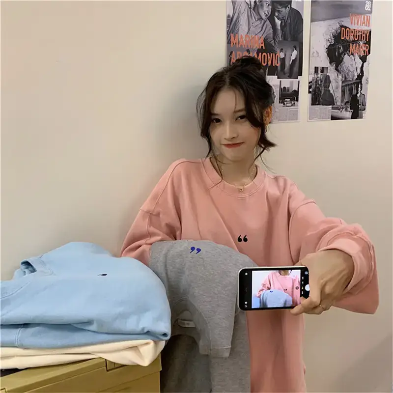 Women's White Oversized Sweater with Quote Print — feature 4