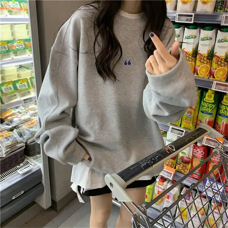 Women's White Oversized Sweater with Quote Print — feature 40