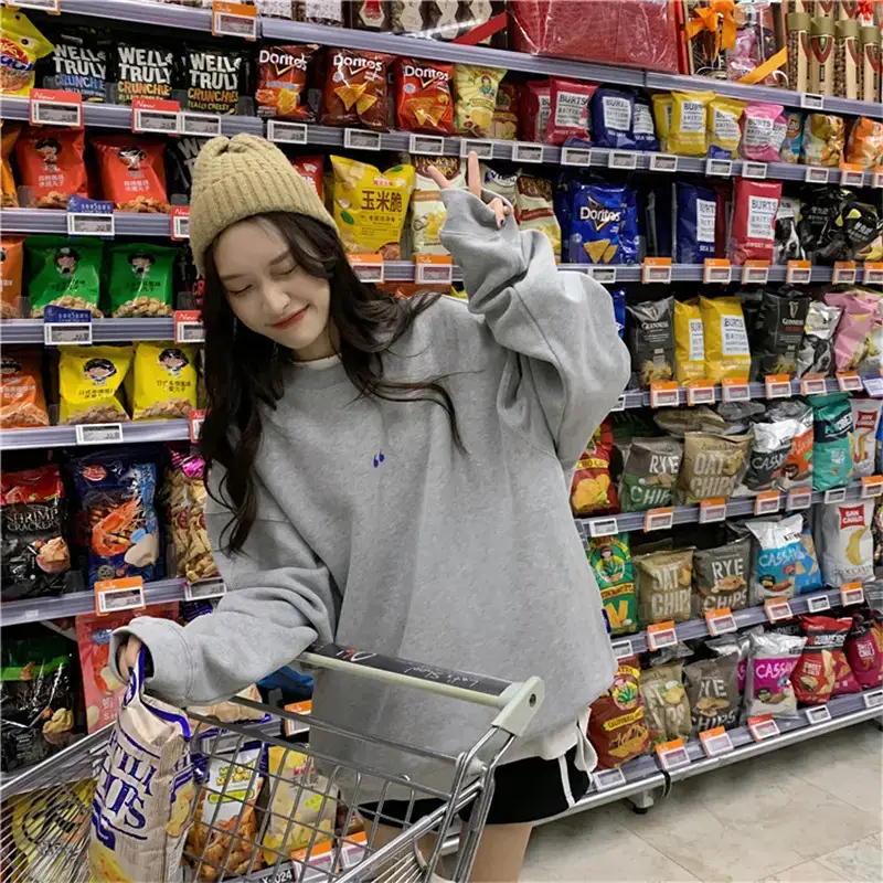Women's White Oversized Sweater with Quote Print — feature 41