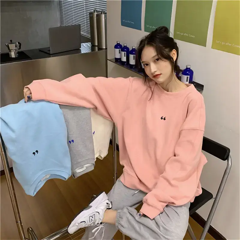 Women's White Oversized Sweater with Quote Print — feature 5
