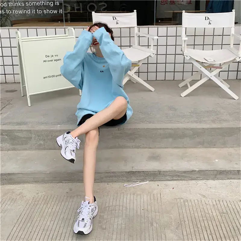 Women's White Oversized Sweater with Quote Print — feature 51