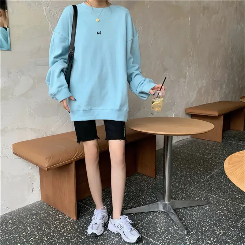 Women's White Oversized Sweater with Quote Print — feature 52
