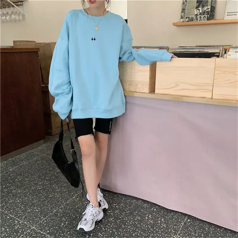 Women's White Oversized Sweater with Quote Print — feature 53