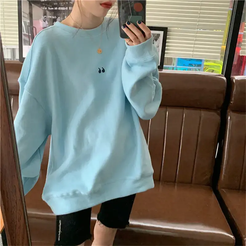 Women's White Oversized Sweater with Quote Print — feature 54