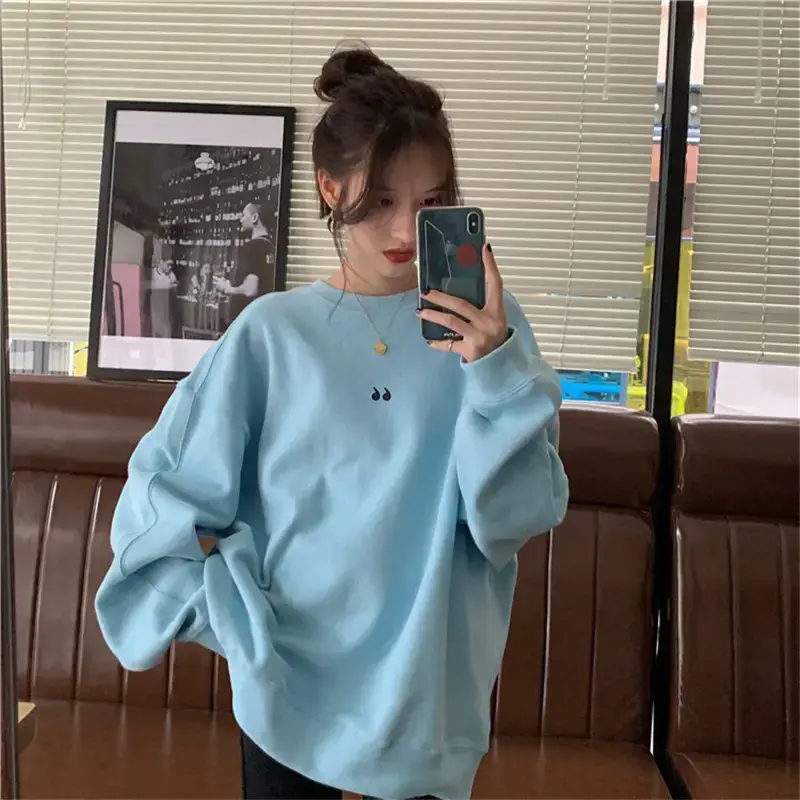 Women's White Oversized Sweater with Quote Print — feature 56