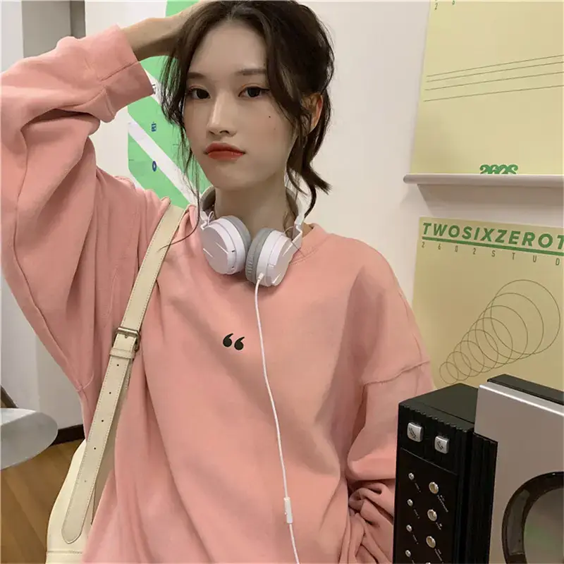 Women's White Oversized Sweater with Quote Print — feature 6