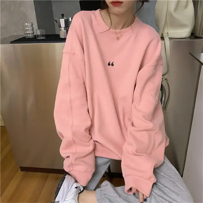 Women's White Oversized Sweater with Quote Print — feature 8