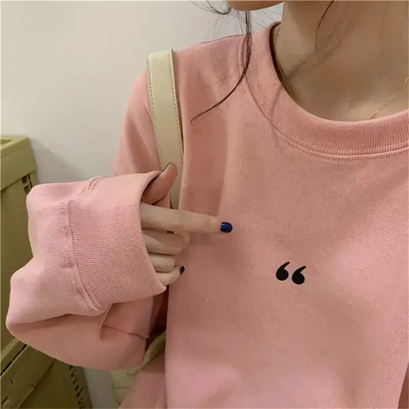 Women's White Oversized Sweater with Quote Print — feature 9