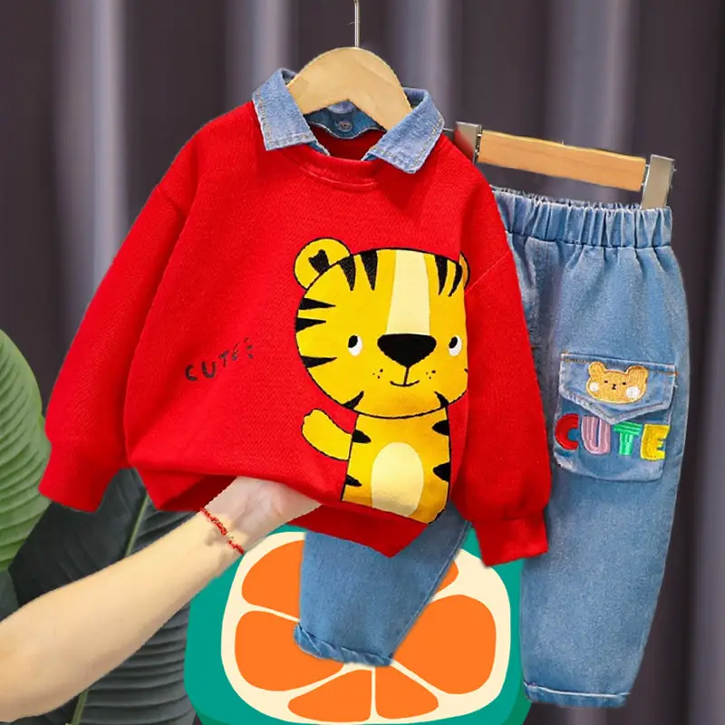 Children's Cartoon Long Sleeve Lapset Korean Style 1-3Yr Set - Image 3