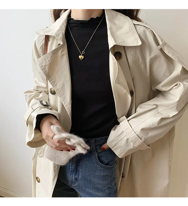 Women's Beige Cotton Turtleneck Long Sleeve Slim Fit — feature 16