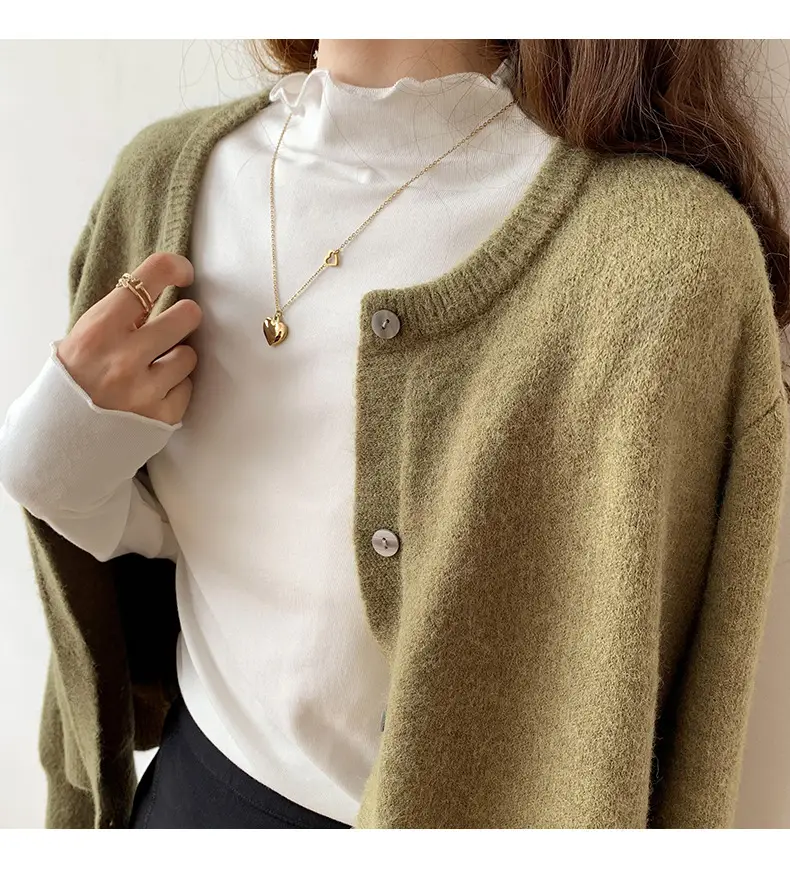 Women's Beige Cotton Turtleneck Long Sleeve Slim Fit — feature 24