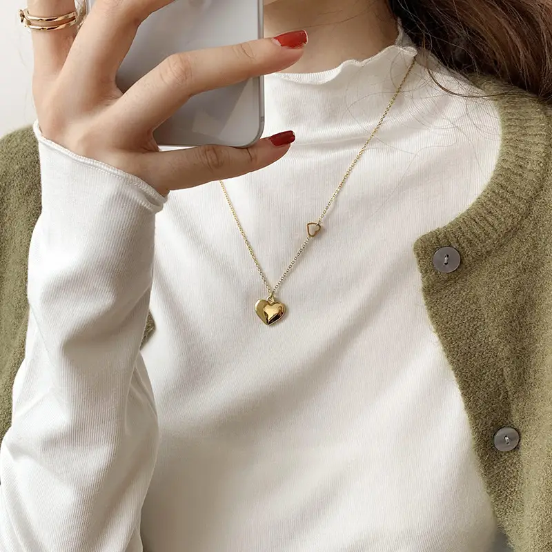 Women's Beige Cotton Turtleneck Long Sleeve Slim Fit