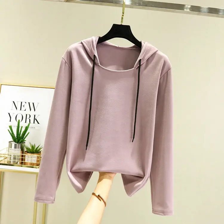 2022 Velvet Hoodie Women Loose Long Sleeve Drawstring - Image 3