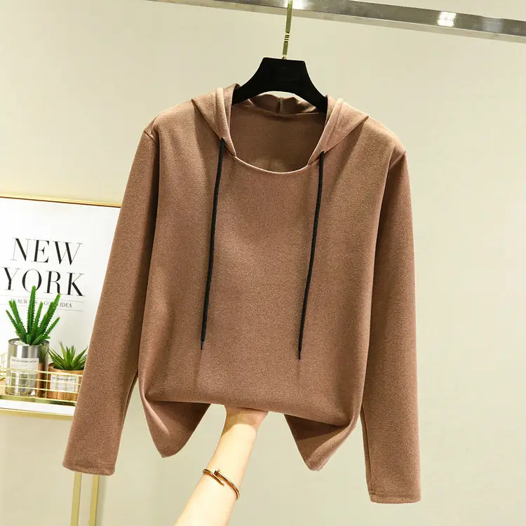2022 Velvet Hoodie Women Loose Long Sleeve Drawstring - Image 4