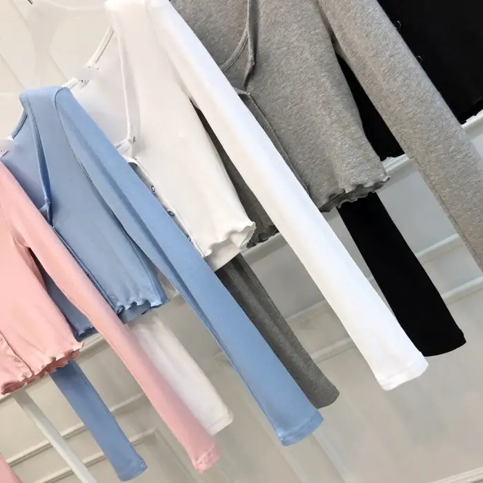 Black Long Sleeve Cardigan & Gray Skirt Two-Piece Set for Women — feature 20