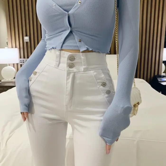 Black Long Sleeve Cardigan & Gray Skirt Two-Piece Set for Women — feature 6