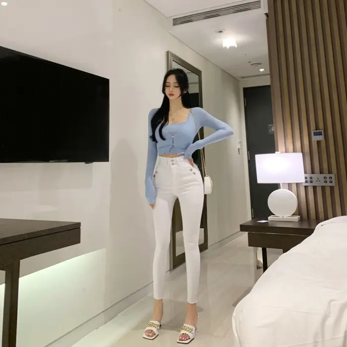 Black Long Sleeve Cardigan & Gray Skirt Two-Piece Set for Women — feature 9