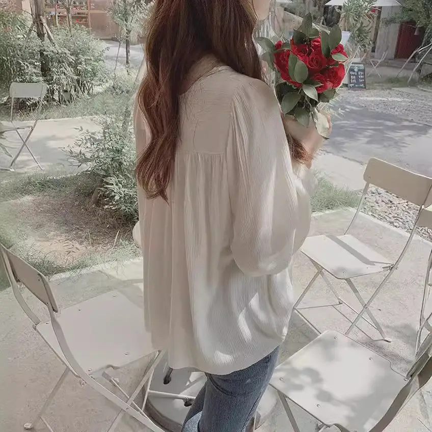 2024 Long Sleeve Satin Women's Shirt Grey - Image 6