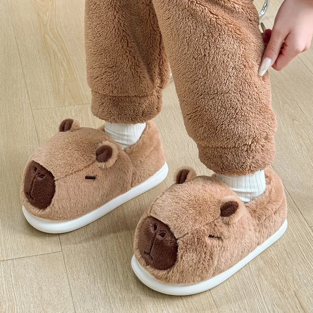 Poop-feeling Cotton Slippers Women's Autumn and Winter Thick-soled Indoor Home and Household Couple's Cute Plush Non-slip Cotton Slippers Men's Winter - Image 3